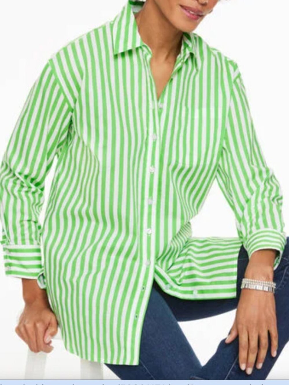 Talbots Everyday Relaxed Cotton Shirt Airy Stripe 1X Petite
